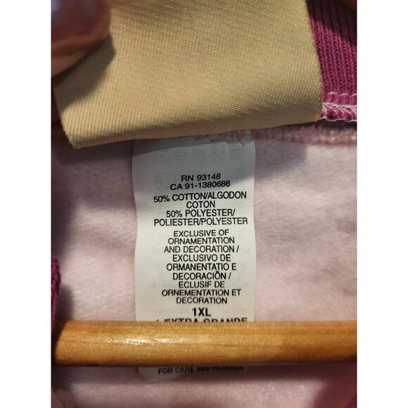 Vtg Top Stitch By Morning Sun Pink 1/4 Zip Embroidered Butterfly Sweatshirt 1X - Picture 7 of 9